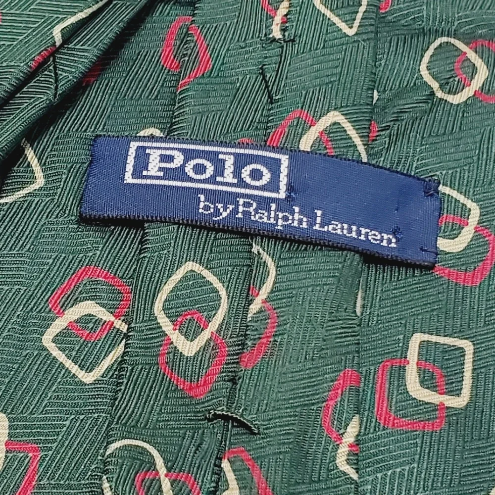 Polo Ralph Lauren Green Geometric Pattern Men's Silk Neck Tie 57x4" - Picture 3 of 5